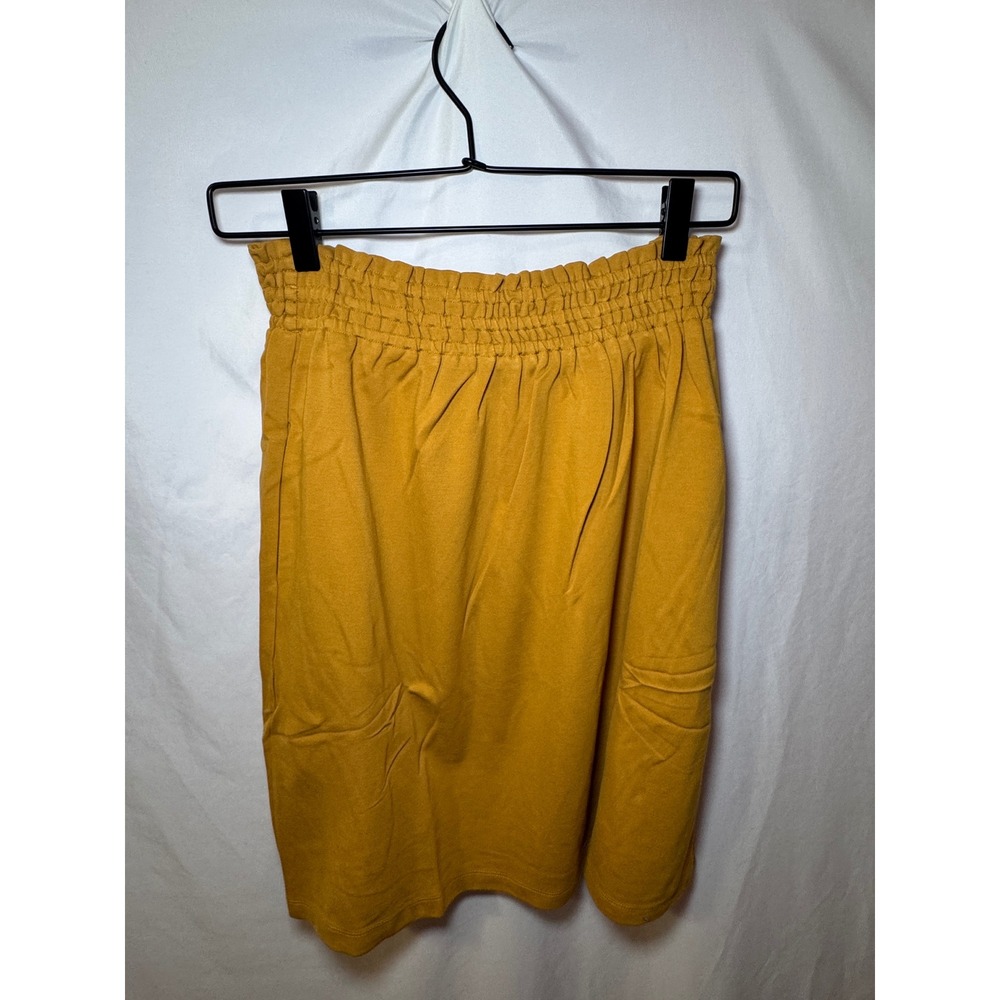 Mustard Yellow Smocked Waist Skirt M Cottagecore Pull On Pockets Tulip B NWT